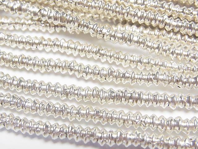 Karen Silver Patterned Rondelle Beads 3.5x3.5x1.5mm 1/8 or 1-strand beads (approx. 27 inches/68 cm)