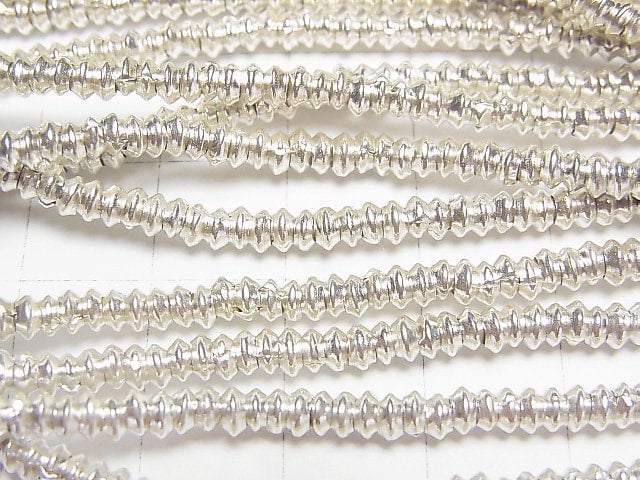 Karen Silver Patterned Roundel 3.5x3.5x1.5mm 1/4 or 1strand beads (aprx.28inch/70cm)