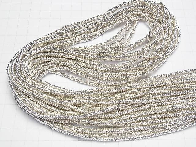 Karen Silver Patterned Rondelle Beads 3.5x3.5x1.5mm 1/8 or 1-strand beads (approx. 27 inches/68 cm)