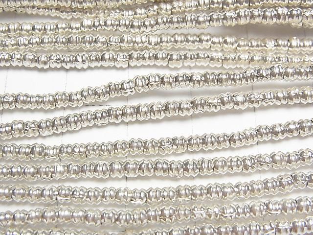 Karen Silver Patterned Rondelle Beads 2.5x2.5x2mm 1/4 or 1-strand (approx. 28inch/69cm)