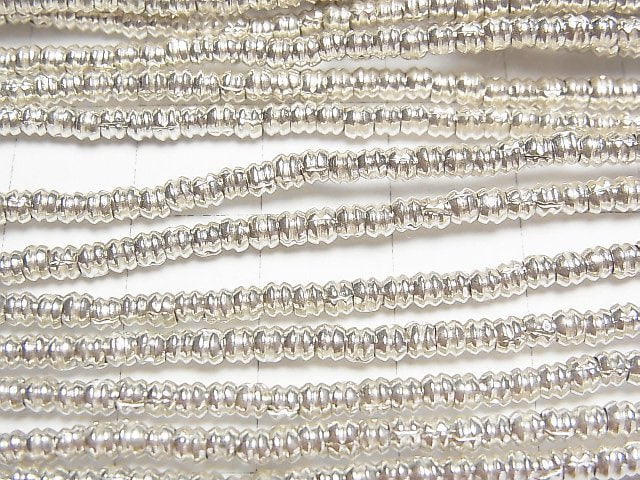 Karen Silver Patterned Roundel 2.5x2.5x2mm 1/4 or 1strand beads (aprx.28inch/69cm)