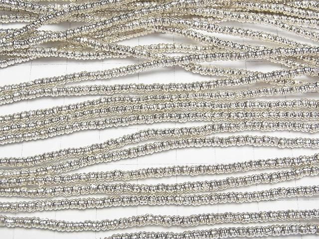 Karen Silver Patterned Rondelle Beads 2.5x2.5x2mm 1/4 or 1-strand (approx. 28inch/69cm)