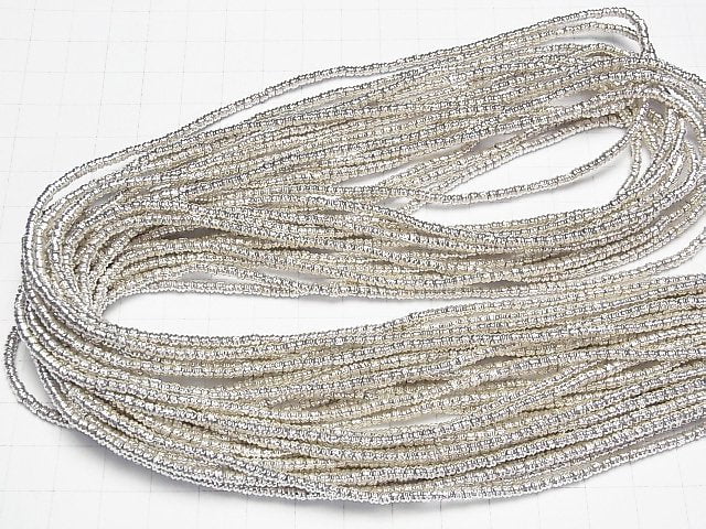 Karen Silver Patterned Roundel 2.5x2.5x2mm 1/4 or 1strand beads (aprx.28inch/69cm)