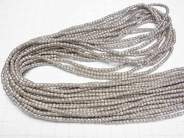 Karen Silver Rondelle Beads with Sun Pattern, 3x3x2.5mm, 1/4 or 1-strand (approx. 28inch/69cm)