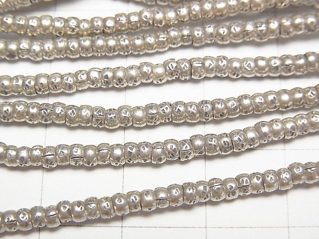 Karen Silver Patterned Roundel 2.5x2.5x1.5mm 1/4 or 1strand beads (aprx.27inch/68cm)