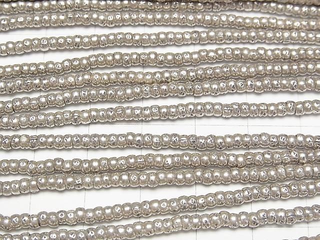 Karen Silver Patterned Rondelle Beads 2.5x2.5x1.5mm 1/4 or 1-strand beads (approx. 27 inches/68 cm)