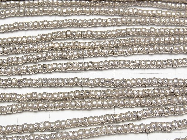 Karen Silver Patterned Roundel 2.5x2.5x1.5mm 1/4 or 1strand beads (aprx.27inch/68cm)