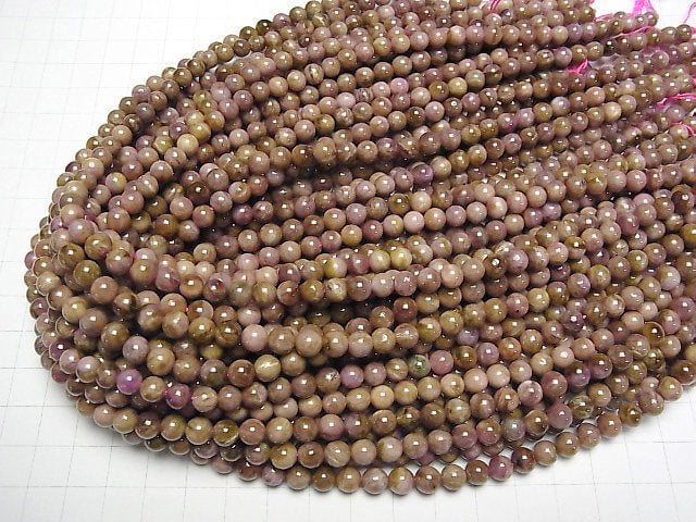 [Video]Tourmaline Cat's EyeAA Round 6mm 1strand beads (aprx.15inch/37cm)