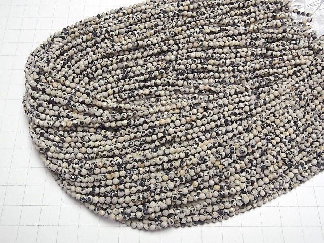 [Video] High Quality! Dalmatian Jasper Faceted Round 3mm 1-strand beads (approx. 15 inches/37 cm)