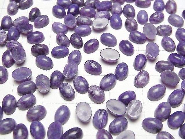 [Video]Charoite AAA- Oval Cabochon 6x4mm 5pcs