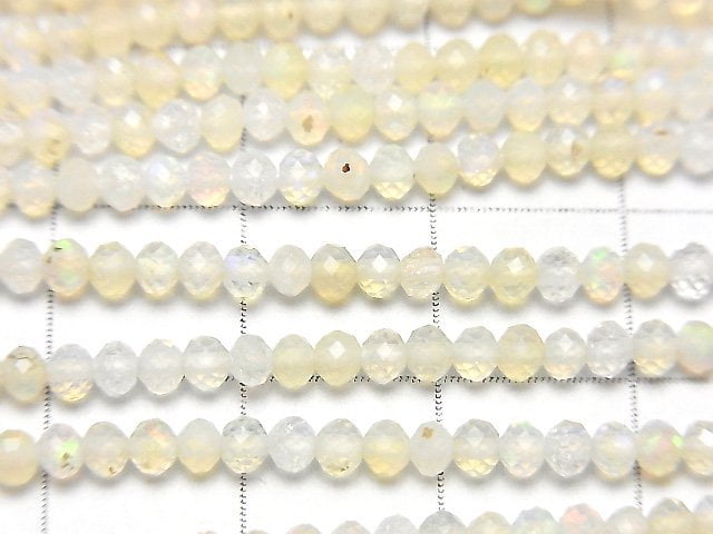 [Video]High Quality! Ethiopian Opal AA++ Faceted Button Roundel half or 1strand beads (aprx.12inch/30cm)