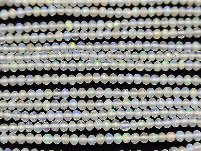 [Video] High Quality! Ethiopian Opal AA++ Faceted Button Rondelle Half or 1 Strand Beads (approx. 12 inches/30 cm)