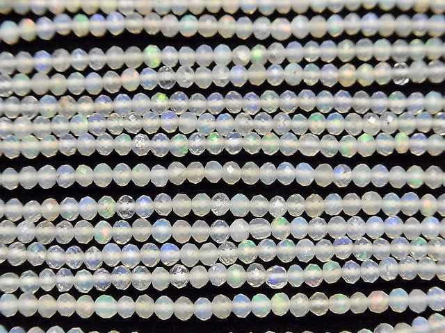 [Video]High Quality! Ethiopian Opal AA++ Faceted Button Roundel half or 1strand beads (aprx.12inch/30cm)