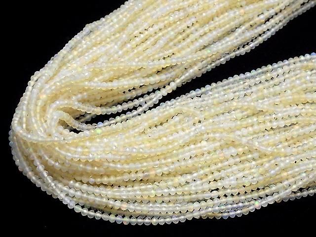 [Video] High Quality! Ethiopian Opal AA++ Faceted Button Rondelle Half or 1 Strand Beads (approx. 12 inches/30 cm)
