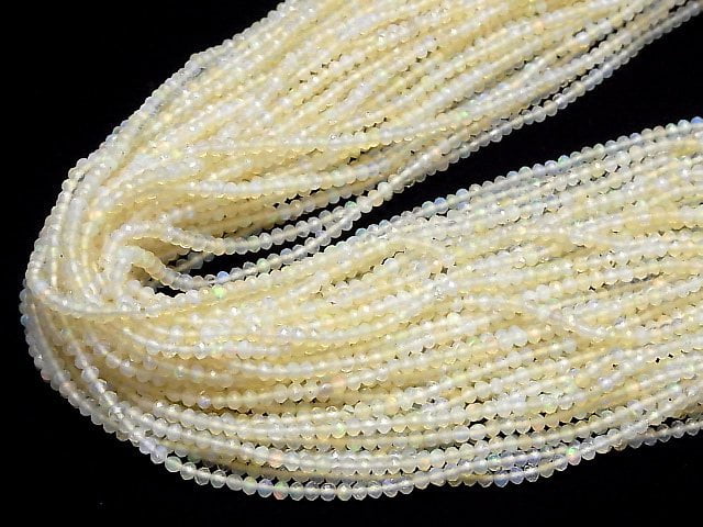 [Video]High Quality! Ethiopian Opal AA++ Faceted Button Roundel half or 1strand beads (aprx.12inch/30cm)