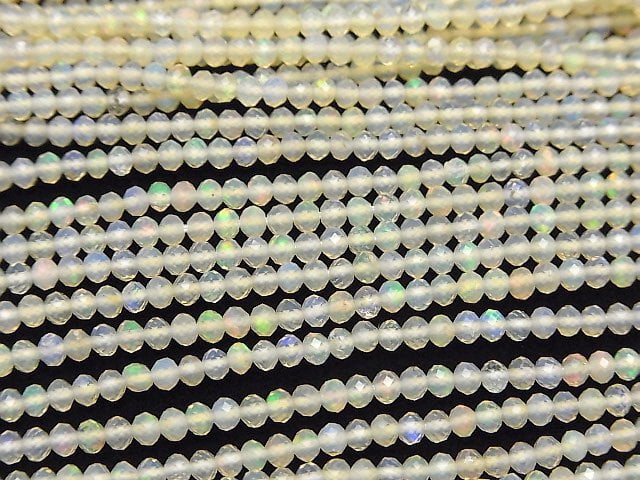 [Video]High Quality! Ethiopian Opal AA++ Faceted Button Roundel half or 1strand beads (aprx.12inch/30cm)