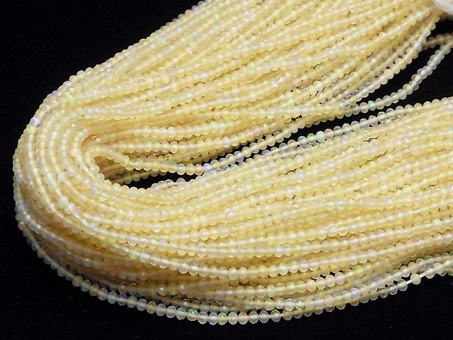 [Video]High Quality! Ethiopian Opal AA++ Faceted Button Roundel half or 1strand beads (aprx.12inch/30cm)