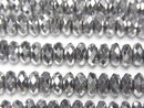 [Video]High Quality! Hematite Faceted Button Rondelle 6x6x3mm Silver Coating 1strand beads (aprx.15inch/38cm)