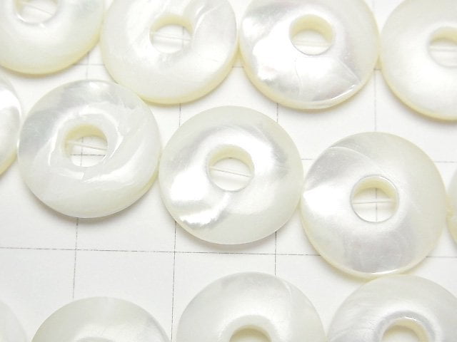 [Video]Mother of Pearl MOP White Coin (Donut)15x15x4mm half or 1strand beads (aprx.15inch/36cm)