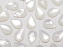 [Video] High Quality White Shell (Silver-lip Oyster)AAA Pear shape Cabochon 9x6mm 5pcs