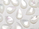 [Video] High Quality White Shell (Silver-lip Oyster)AAA Pear shape Cabochon 12x8mm 3pcs