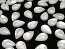 [Video] High Quality White Shell (Silver-lip Oyster)AAA Pear shape Cabochon 12x8mm 3pcs