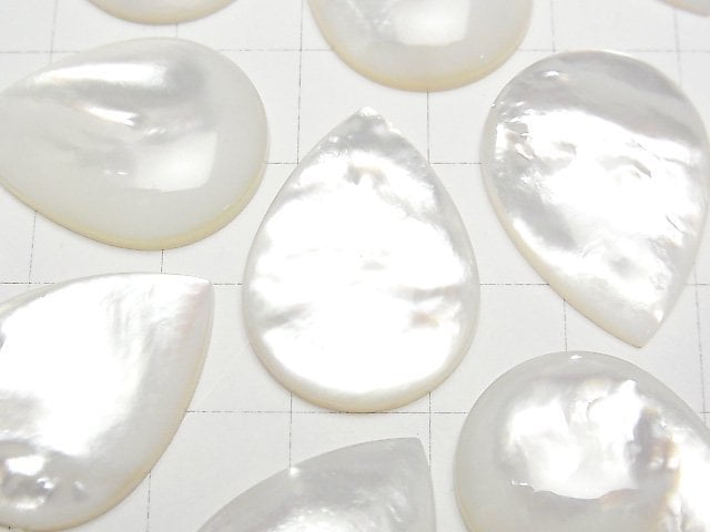 [Video] High Quality White Shell (Silver-lip Oyster)AAA Pear shape Cabochon 25x18mm 1pc