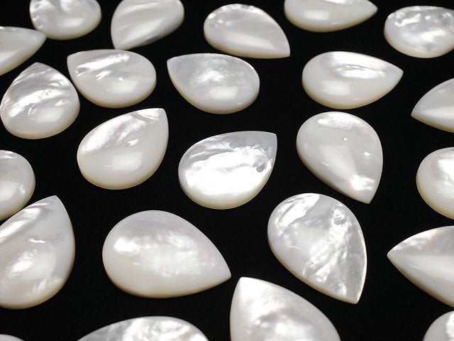 [Video] High Quality White Shell (Silver-lip Oyster)AAA Pear shape Cabochon 25x18mm 1pc