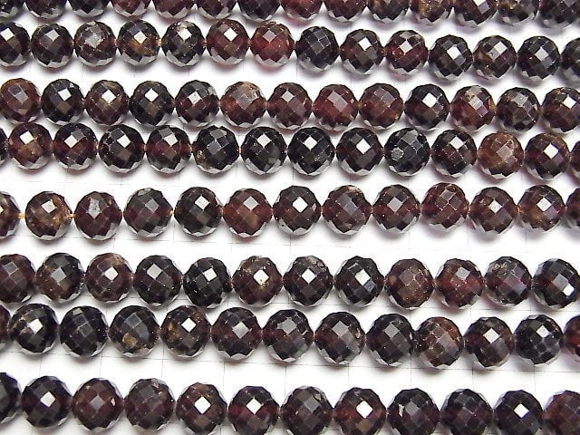 [Video]High Quality! Hessonite Garnet AA+ Faceted Round 8mm 1strand beads (aprx.15inch/36cm)