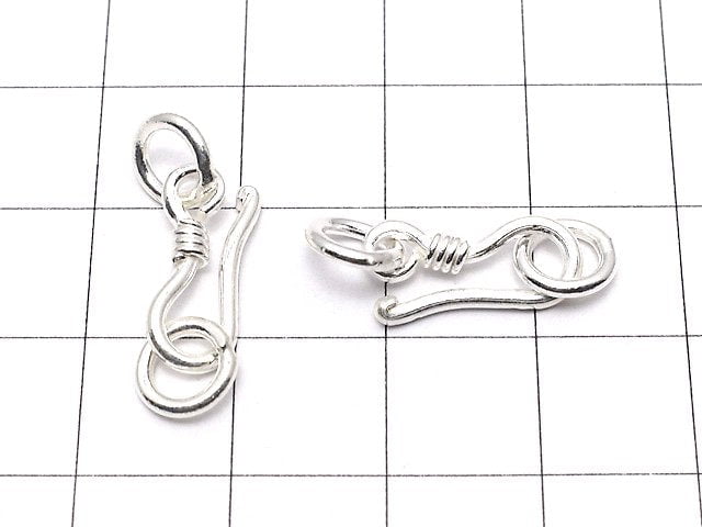 Silver925 Jump Ring with U Hook 15x6.5mm White Silver 1pc