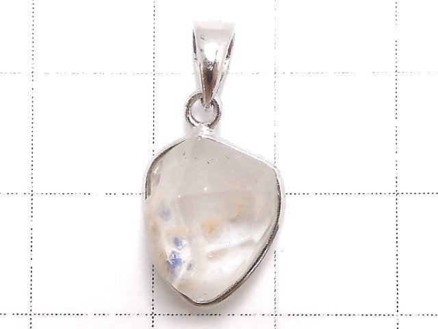 [Video][One of a kind] Fluorite in Quartz Faceted Nugget Pendant Silver925 NO.29