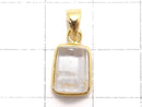 [Video][One of a kind] Fluorite in Quartz Faceted Nugget Pendant 18KGP NO.31
