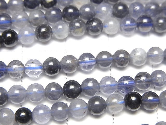 Iolite AA++ Round 4mm 1strand beads (aprx.15inch/36cm)