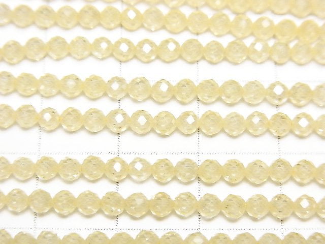 [Video] High Quality! Cubic Zirconia AAA Faceted Round 3mm [Yellow] 1strand beads (aprx.14inch/35cm)