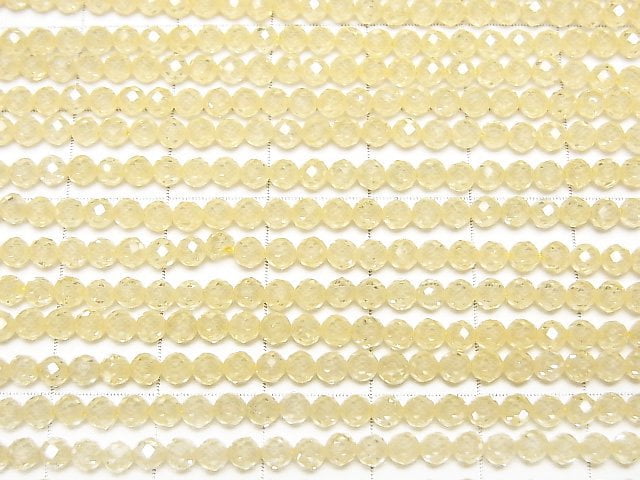 [Video] High Quality! Cubic Zirconia AAA Faceted Round 3mm [Yellow] 1strand beads (aprx.14inch/35cm)