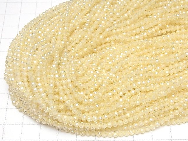 [Video] High Quality! Cubic Zirconia AAA Faceted Round 3mm [Yellow] 1strand beads (aprx.14inch/35cm)