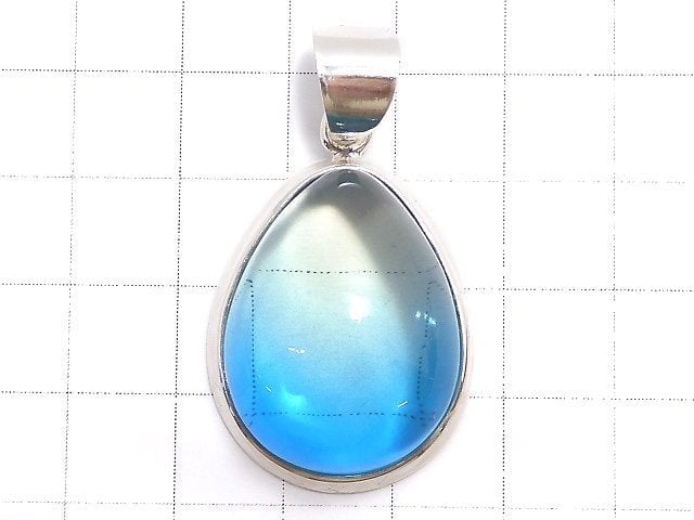 [Video][One of a kind] Blue color Amber Pendant Silver925 NO.68