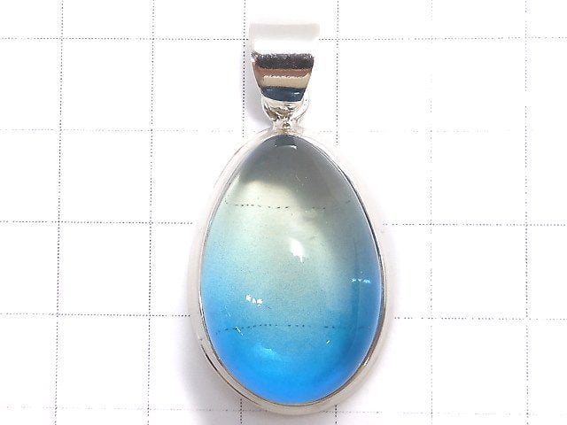 [Video][One of a kind] Blue color Amber Pendant Silver925 NO.69