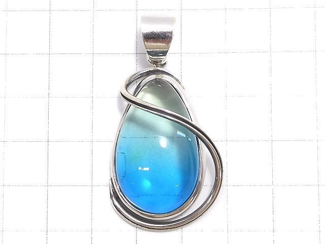 [Video][One of a kind] Blue color Amber Pendant Silver925 NO.71