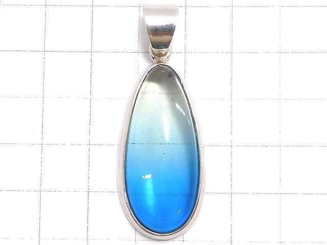 [Video][One of a kind] Blue color Amber Pendant Silver925 NO.72