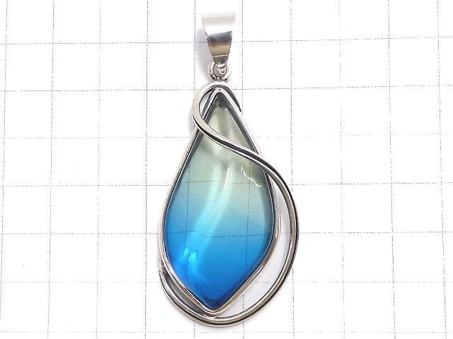 [Video][One of a kind] Blue color Amber Pendant Silver925 NO.77