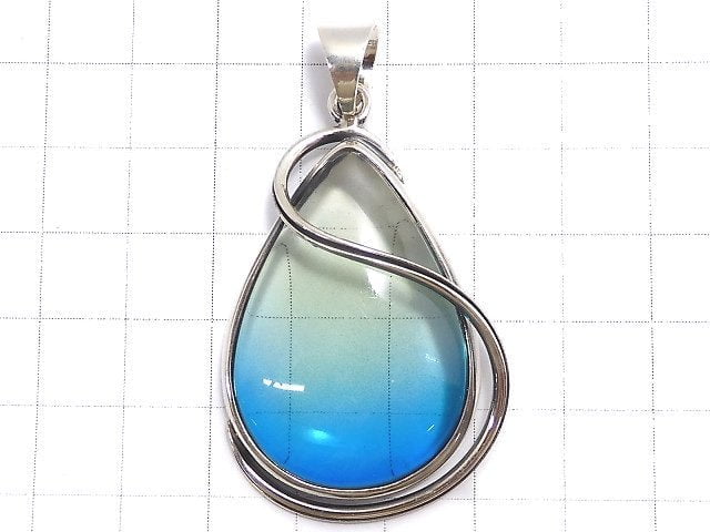 [Video][One of a kind] Blue color Amber Pendant Silver925 NO.81