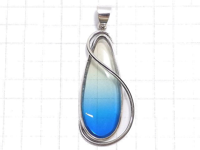 [Video][One of a kind] Blue color Amber Pendant Silver925 NO.82