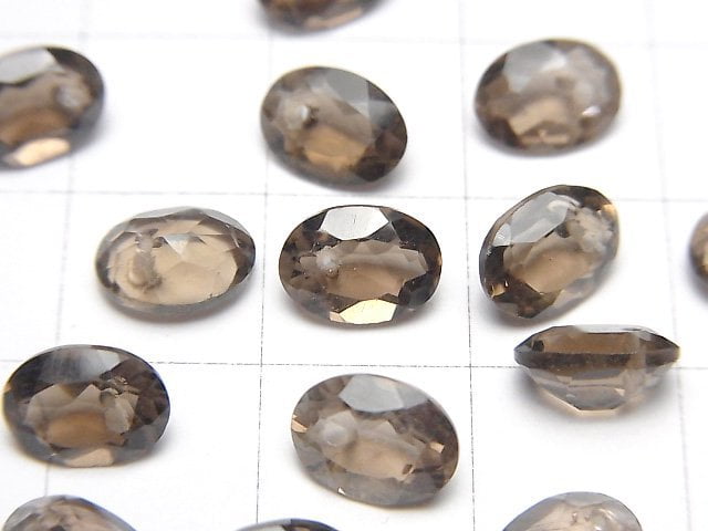 [Video]High Quality Smoky Quartz AAA- Oval Faceted 8x6mm 1/4 or 1strand beads (aprx.5inch/12cm)