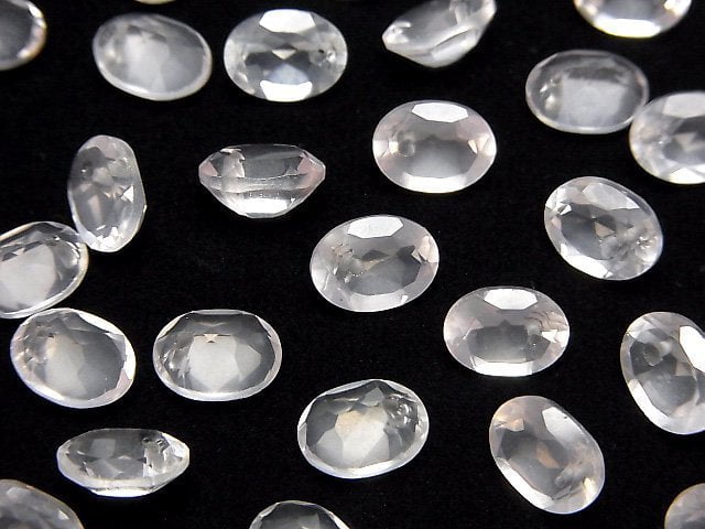 [Video]High Quality Rose Quartz AAA Oval Faceted 8x6mm 1/4 or 1strand beads (aprx.5inch/12cm)