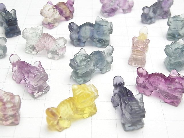 [Video] Multicolor Fluorite AAA Dragon motif 25x15mm [Undrilled] 2pcs