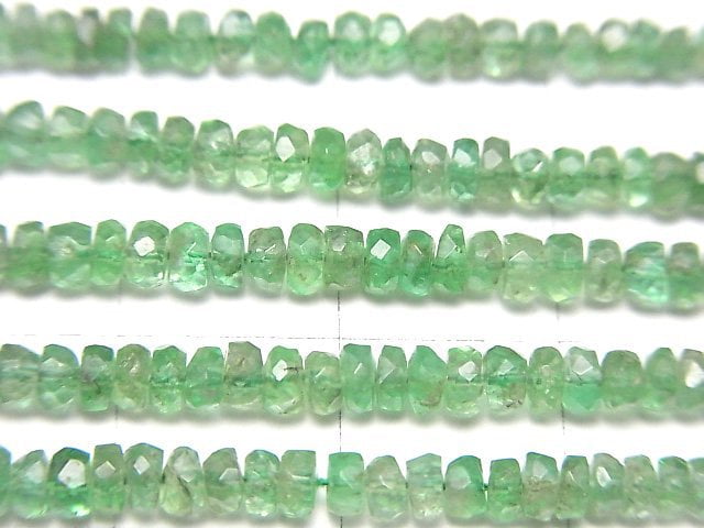 High Quality Columbia Emerald AAA- Faceted Button Roundel 1/4 or 1strand beads (aprx.15inch/38cm)