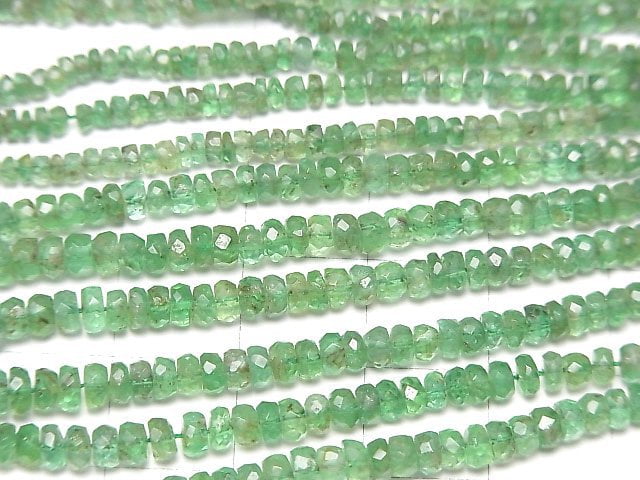 High Quality Columbia Emerald AAA- Faceted Button Roundel 1/4 or 1strand beads (aprx.15inch/38cm)