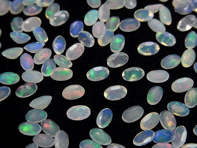 [Video]High Quality Ethiopian Opal AA++ Oval Faceted 5x3mm 10pcs