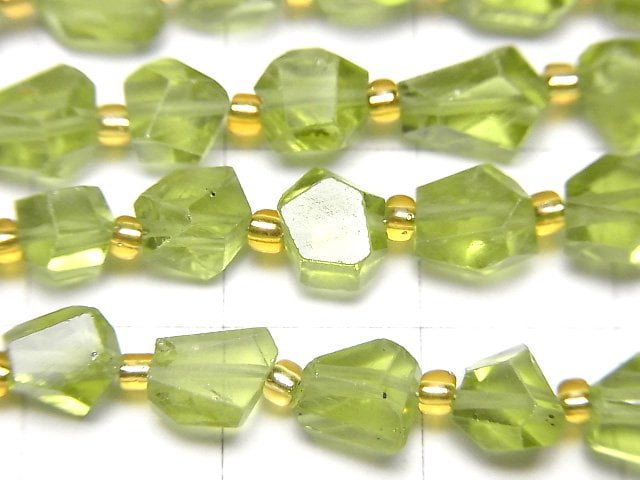 [Video]High Quality Peridot AAA- Faceted Nugget half or 1strand beads (aprx.7inch/18cm)